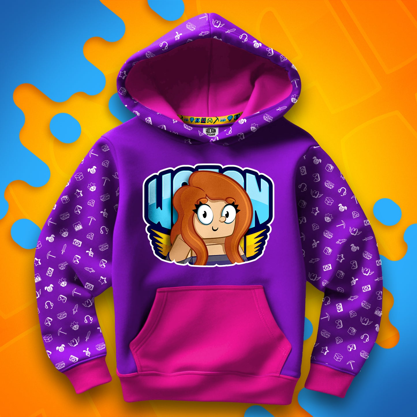 BLUZA *FULL WZÓR* KATI W LOGO - RÓŻOWA