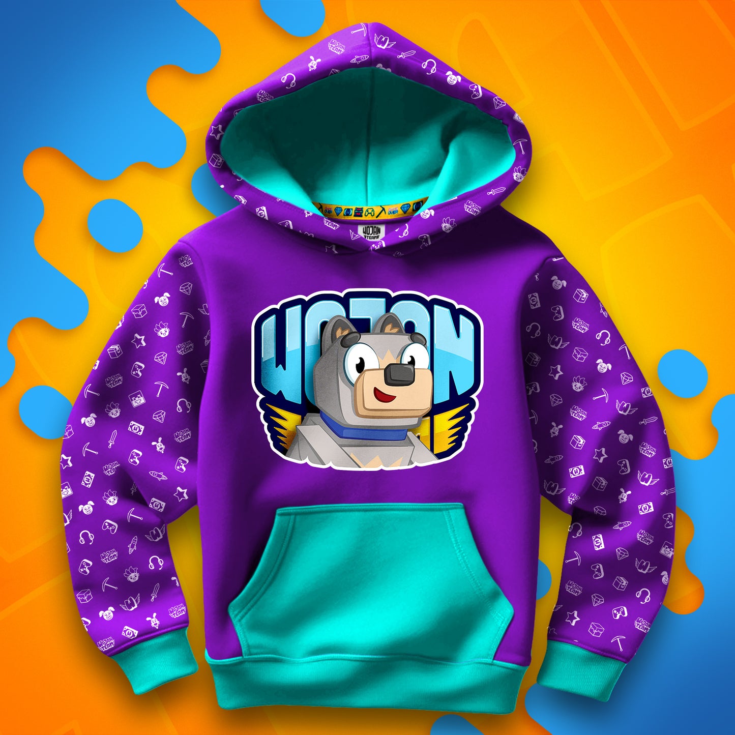 BLUZA *FULL WZÓR* PIMPEK W LOGO - TURKUSOWA