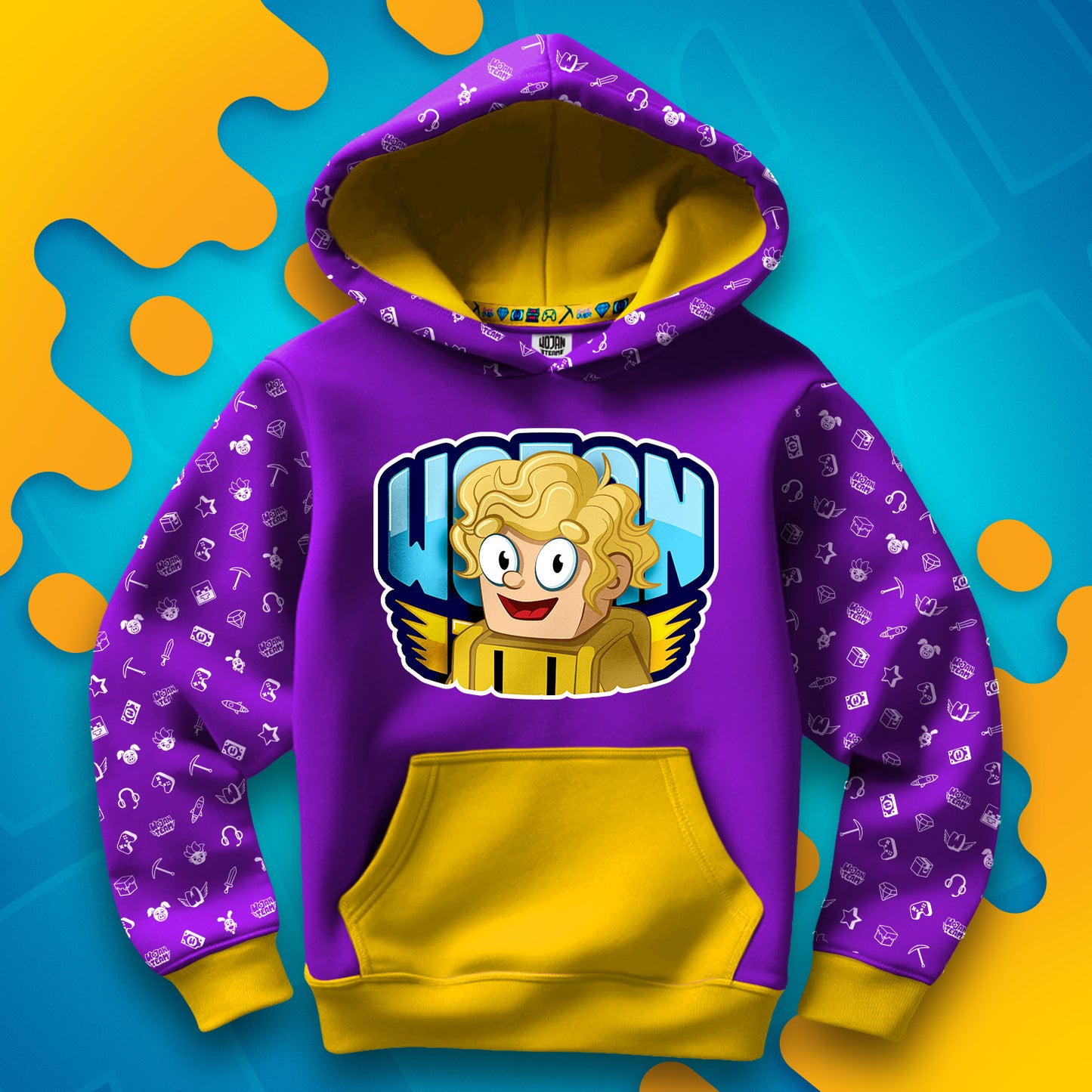 BLUZA *FULL WZÓR* PTYŚ W LOGO - ŻÓŁTA