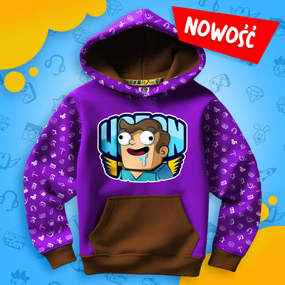 BLUZA *FULL WZÓR* NOOBEK W LOGO - BRĄZOWA