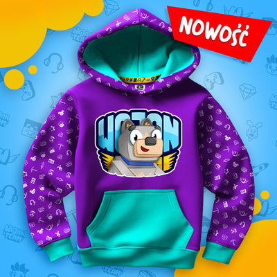 BLUZA *FULL WZÓR* PIMPEK W LOGO - TURKUSOWA