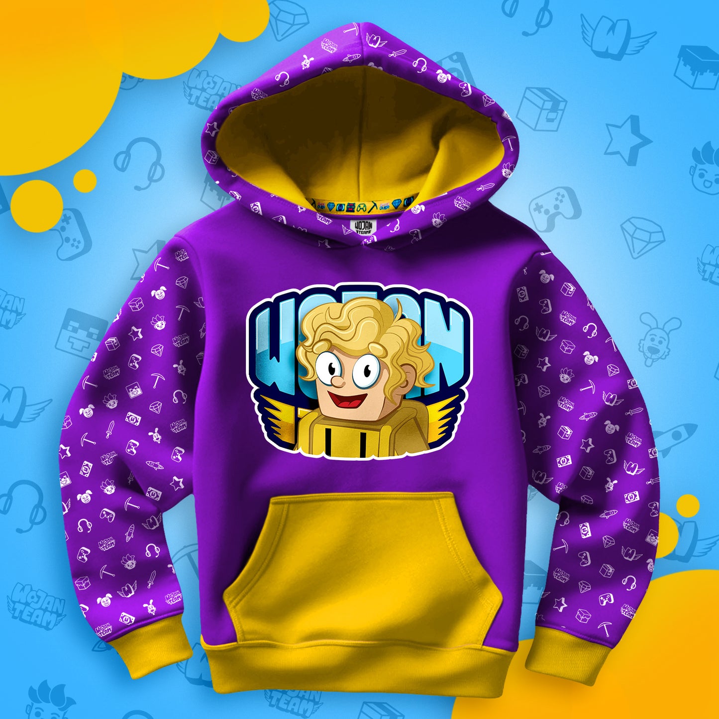 BLUZA *FULL WZÓR* PTYŚ W LOGO - ŻÓŁTA