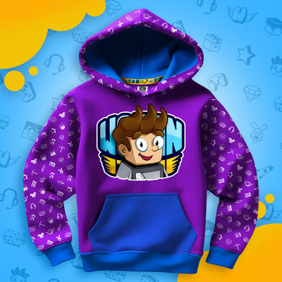 BLUZA *FULL WZÓR* WOJAN W LOGO - NIEBIESKA