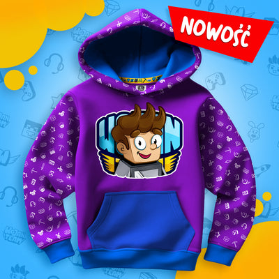BLUZA *FULL WZÓR* WOJAN W LOGO - NIEBIESKA