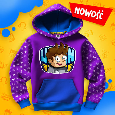 BLUZA *FULL WZÓR* WOJAN W LOGO - NIEBIESKA