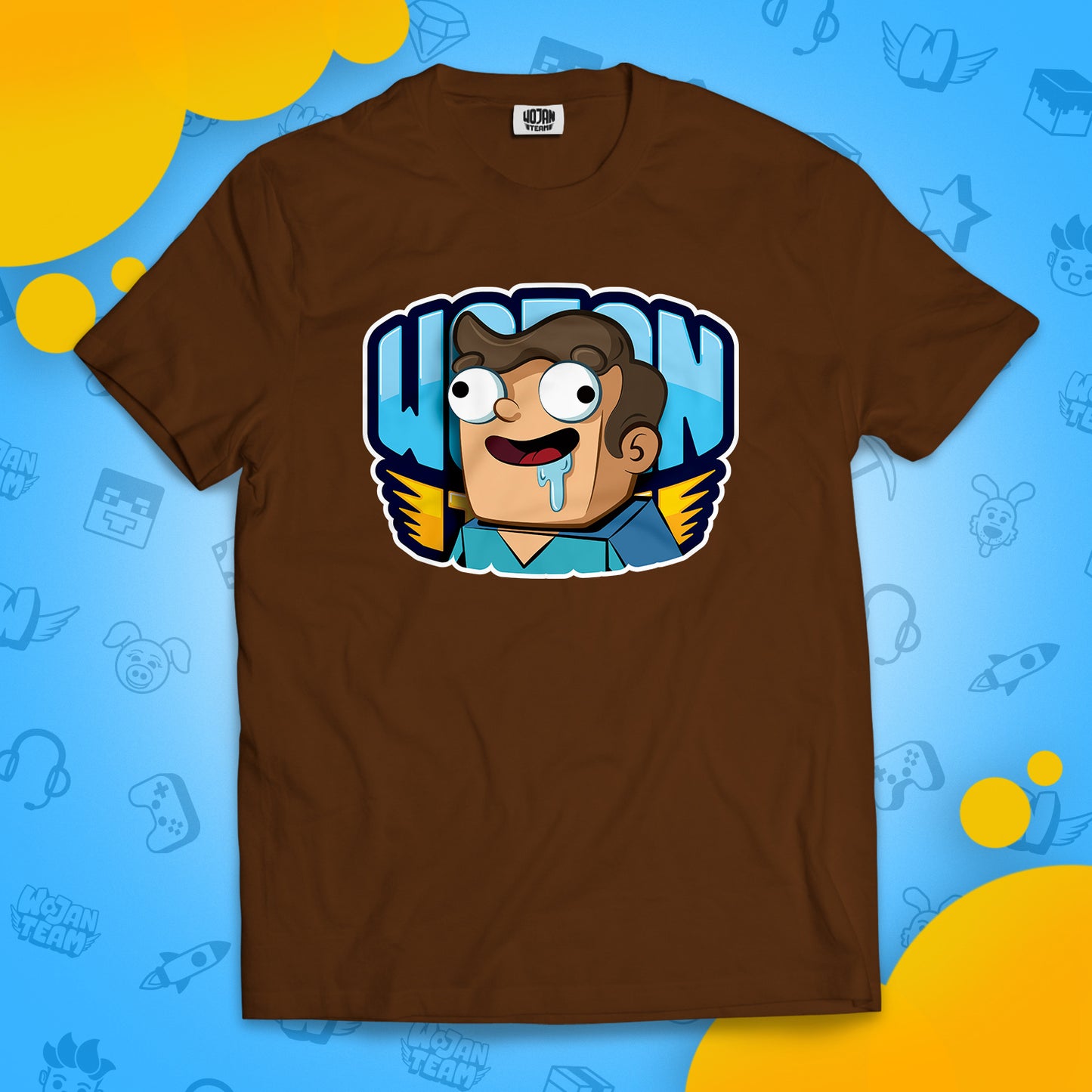 KOSZULKA NOOBEK W LOGO WOJAN TEAM - BRĄZOWA