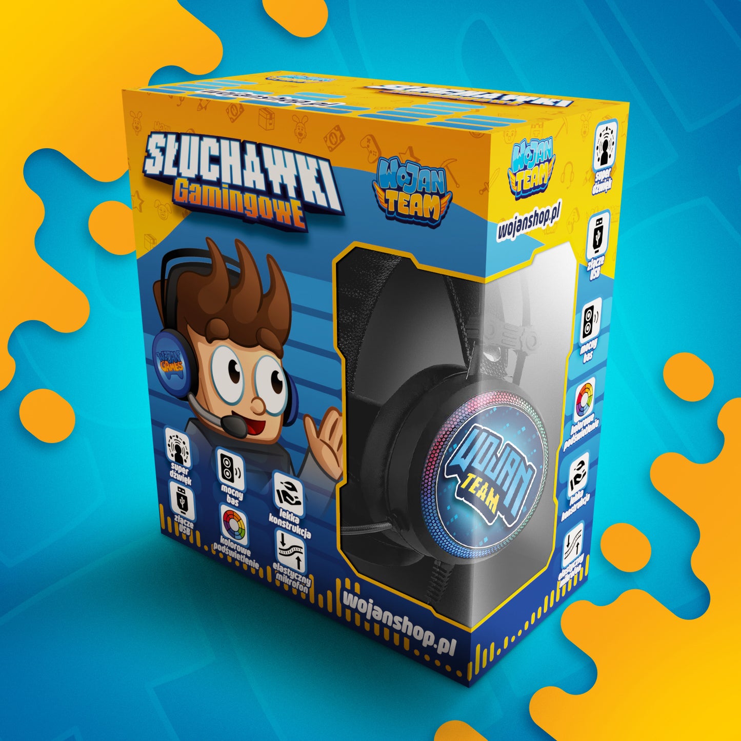 SŁUCHAWKI GAMINGOWE *PRO* WOJAN TEAM Z MIKROFONEM