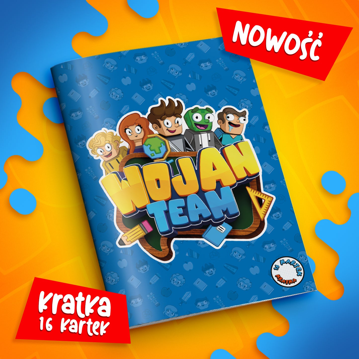 ZESZYT W KRATKĘ A5 - 16 KARTEK - EKIPA WOJAN TEAM - 2025