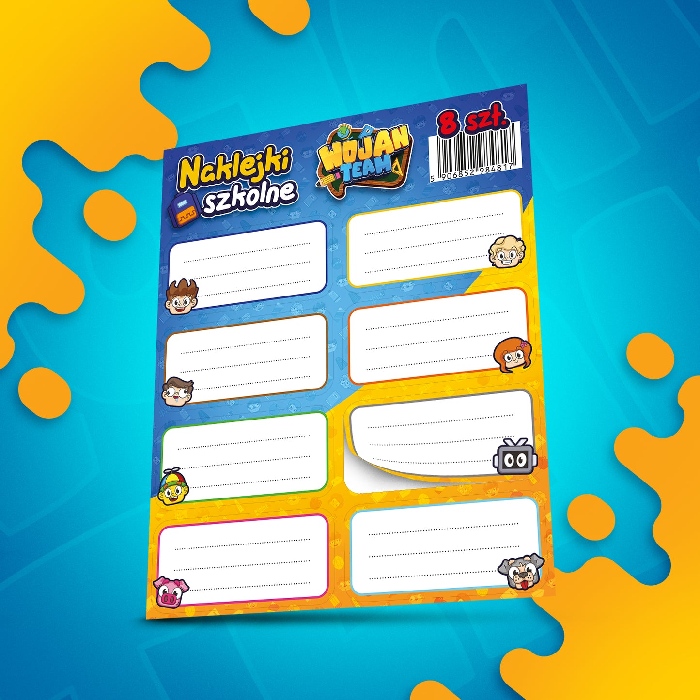 NAKLEJKI SZKOLNE WOJAN TEAM 2025 *AŻ 8 SZTUK*