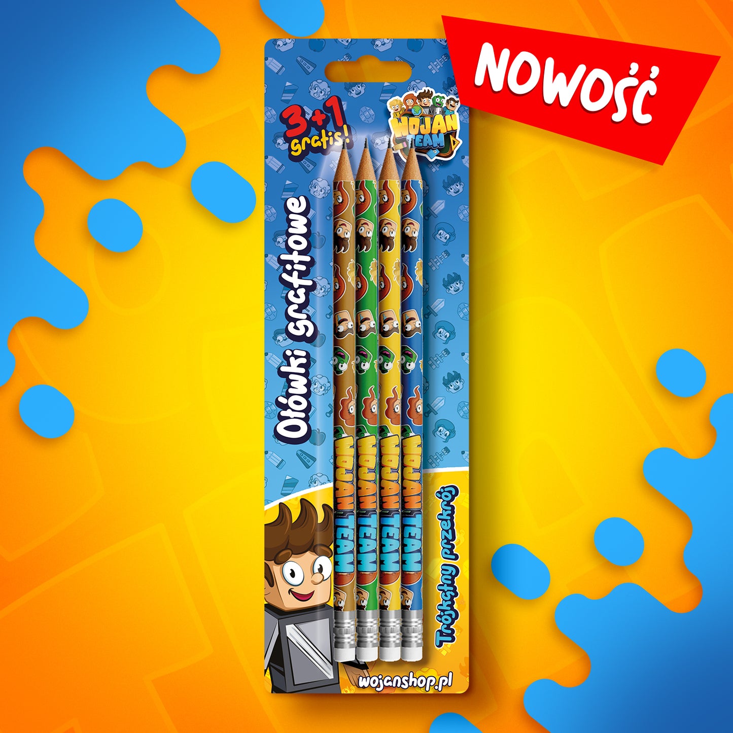 OŁÓWKI GRAFITOWE WOJAN TEAM *3+1 GRATIS* 2025
