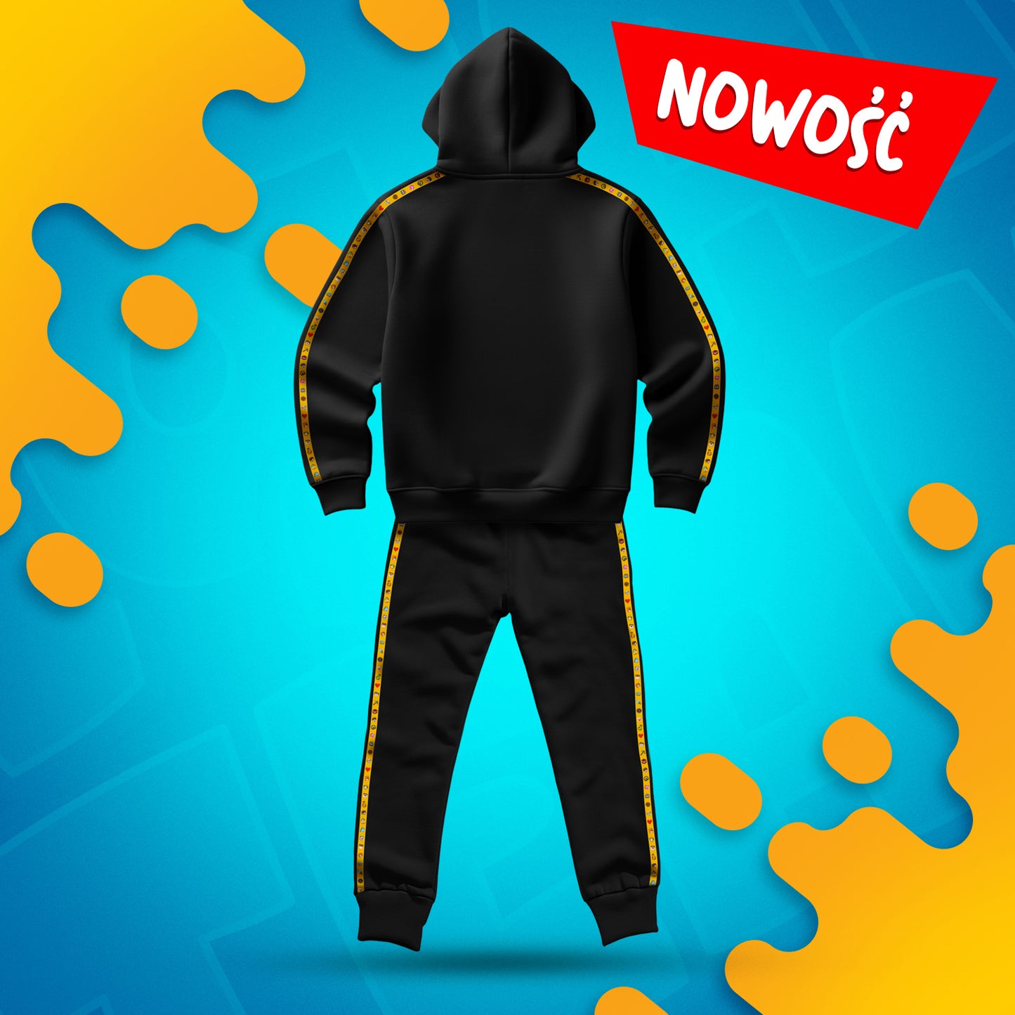 ZESTAW BLUZA + SPODNIE *PREMIUM* Z PASKAMI WOJAN TEAM - CZARNY