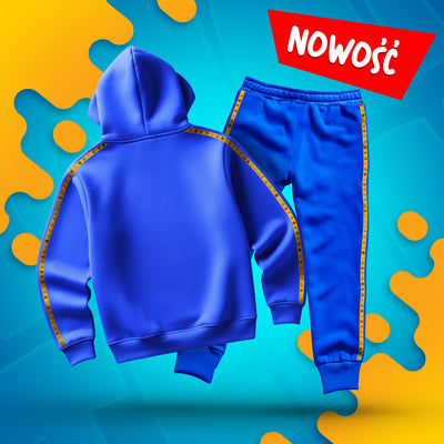 ZESTAW BLUZA + SPODNIE *PREMIUM* Z PASKAMI WOJAN TEAM - NIEBIESKI