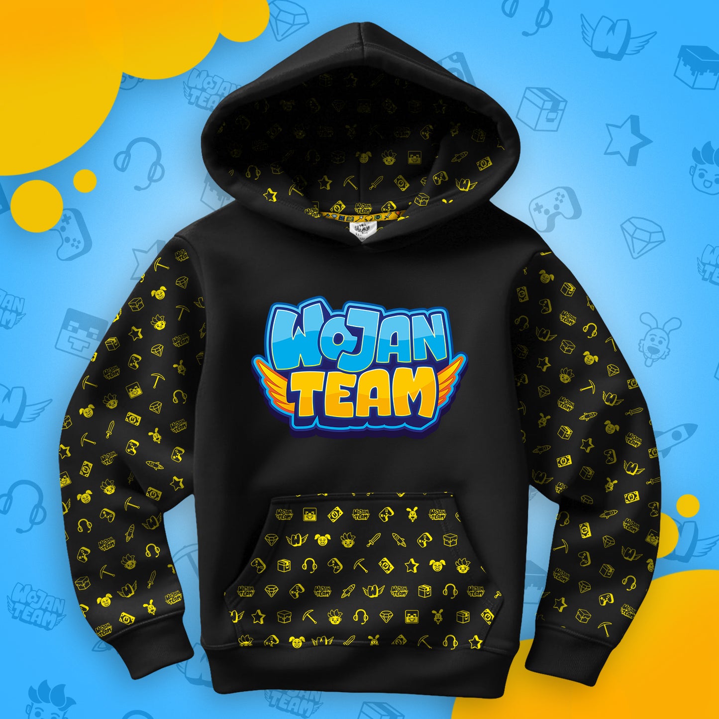 BLUZA *FULL WZÓR* LOGO WOJAN TEAM - CZARNA