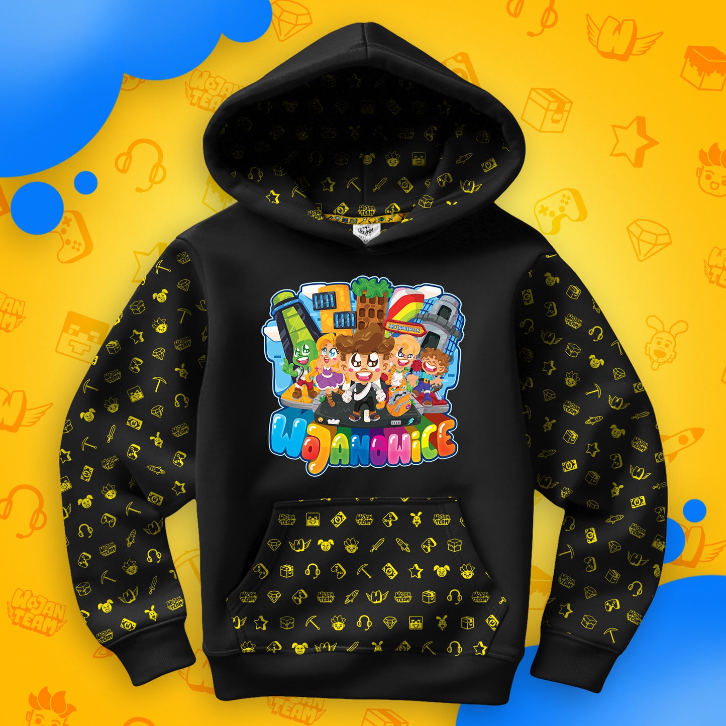 BLUZA *FULL WZÓR* MIASTO WOJANOWICE - CZARNA