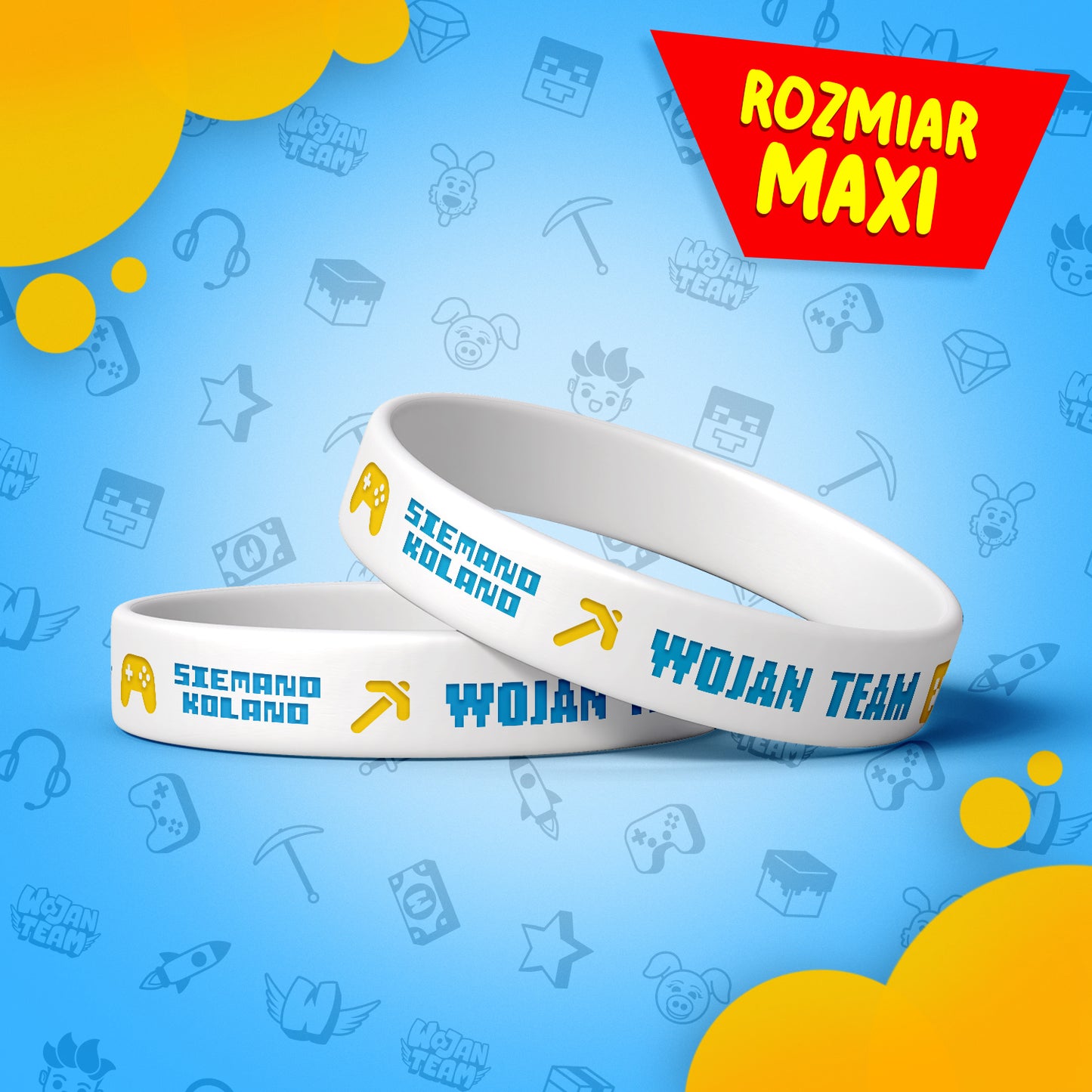 *MAXI* MAGICZNA OPASKA *ŚWIECĄCA* WOJAN TEAM - BIAŁA