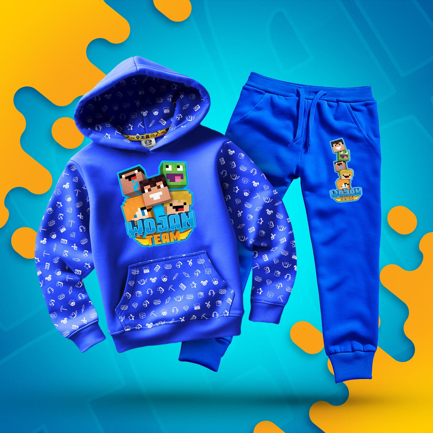 ZESTAW BLUZA + SPODNIE *FULL WZÓR* SKINY WOJAN TEAM - NIEBIESKI