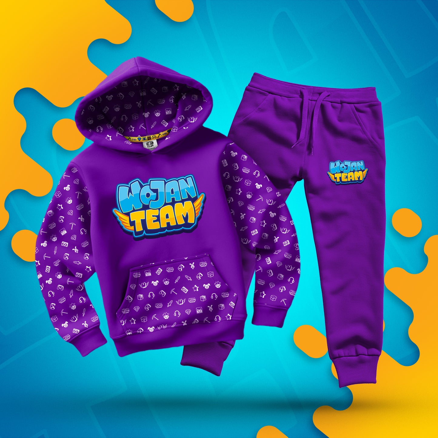 ZESTAW BLUZA + SPODNIE *FULL WZÓR* LOGO 3.0 WOJAN TEAM - FIOLETOWY