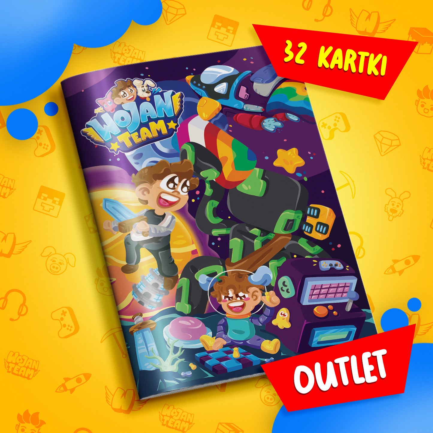 ZESZYT W KRATKĘ A5 - 32 KARTKI - KOSMICZNE WOJANOWICE - 2024