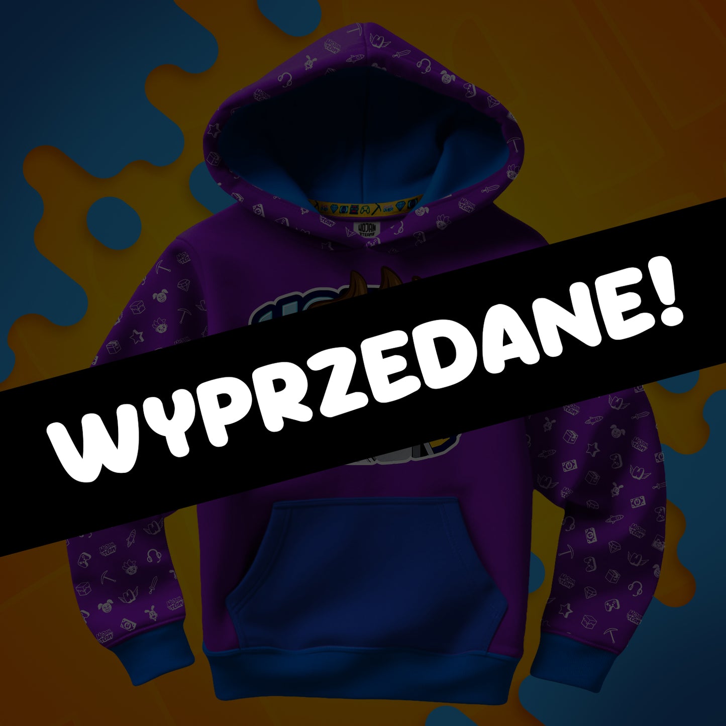BLUZA *FULL WZÓR* WOJAN W LOGO - NIEBIESKA