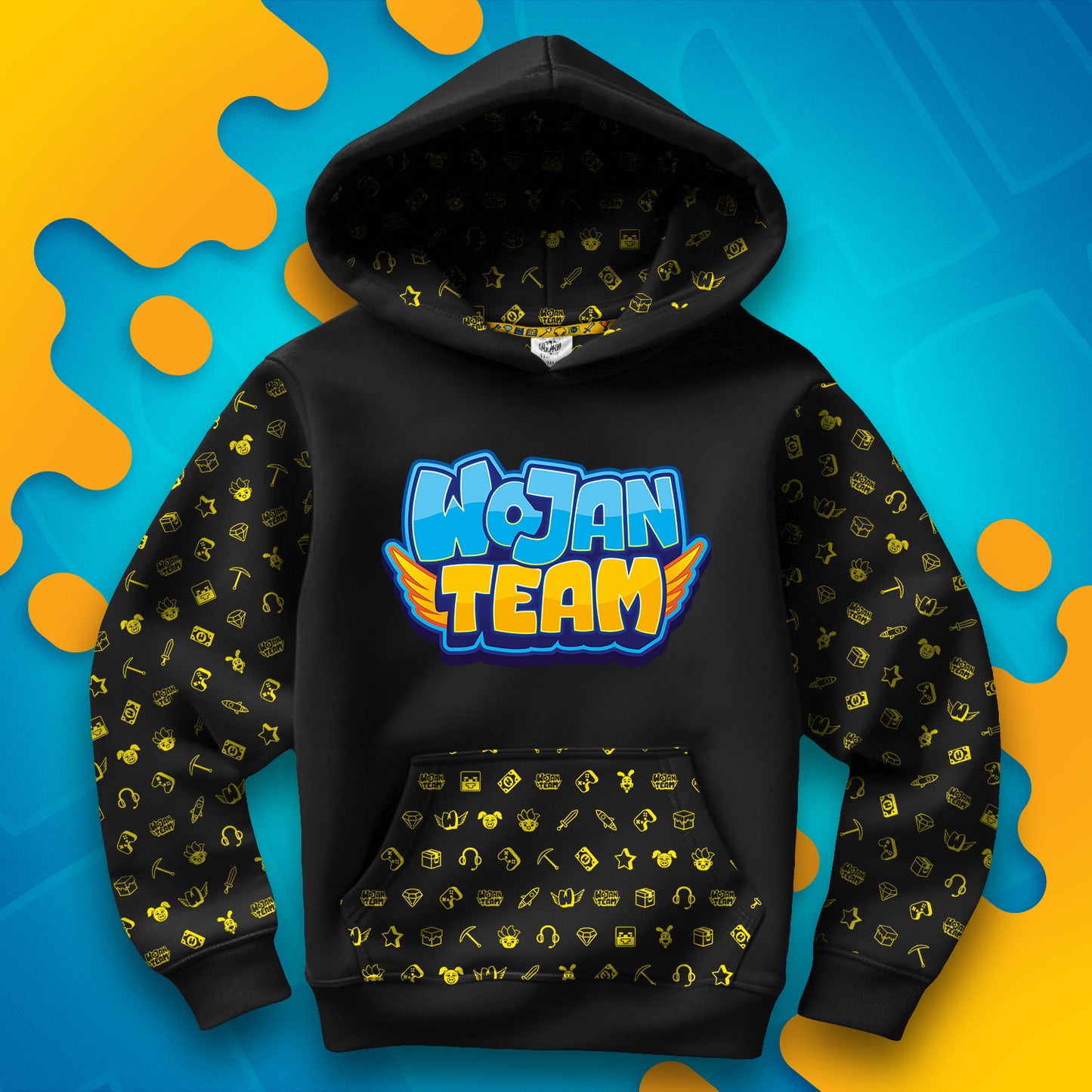 BLUZA *FULL WZÓR* LOGO WOJAN TEAM - CZARNA