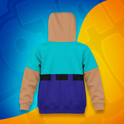 Bluza Skin Noobka Full Zip z kapturem i kolorowym wzorem odwzorowującym strój Noobka – widok z tyłu