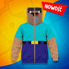 Bluza Skin Noobka Full Zip z turkusową górą, fioletowym dołem i brązowymi rękawami