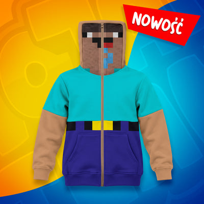 Bluza Skin Noobka Full Zip z turkusową górą, fioletowym dołem i brązowymi rękawami