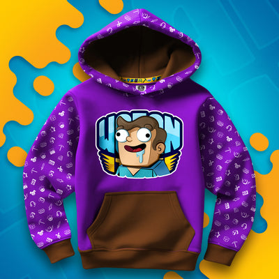 BLUZA *FULL WZÓR* NOOBEK W LOGO - BRĄZOWA