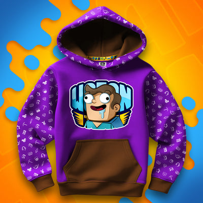 BLUZA *FULL WZÓR* NOOBEK W LOGO - BRĄZOWA