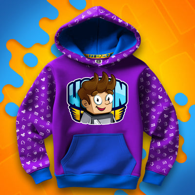 BLUZA *FULL WZÓR* WOJAN W LOGO - NIEBIESKA