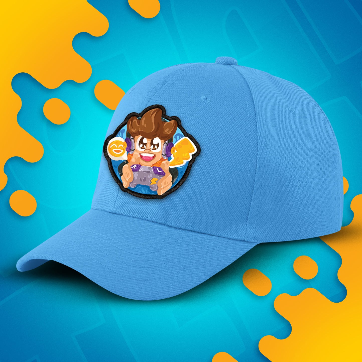 CZAPKA Z ZAGIĘTYM DASZKIEM - GAMER - SKY BLUE