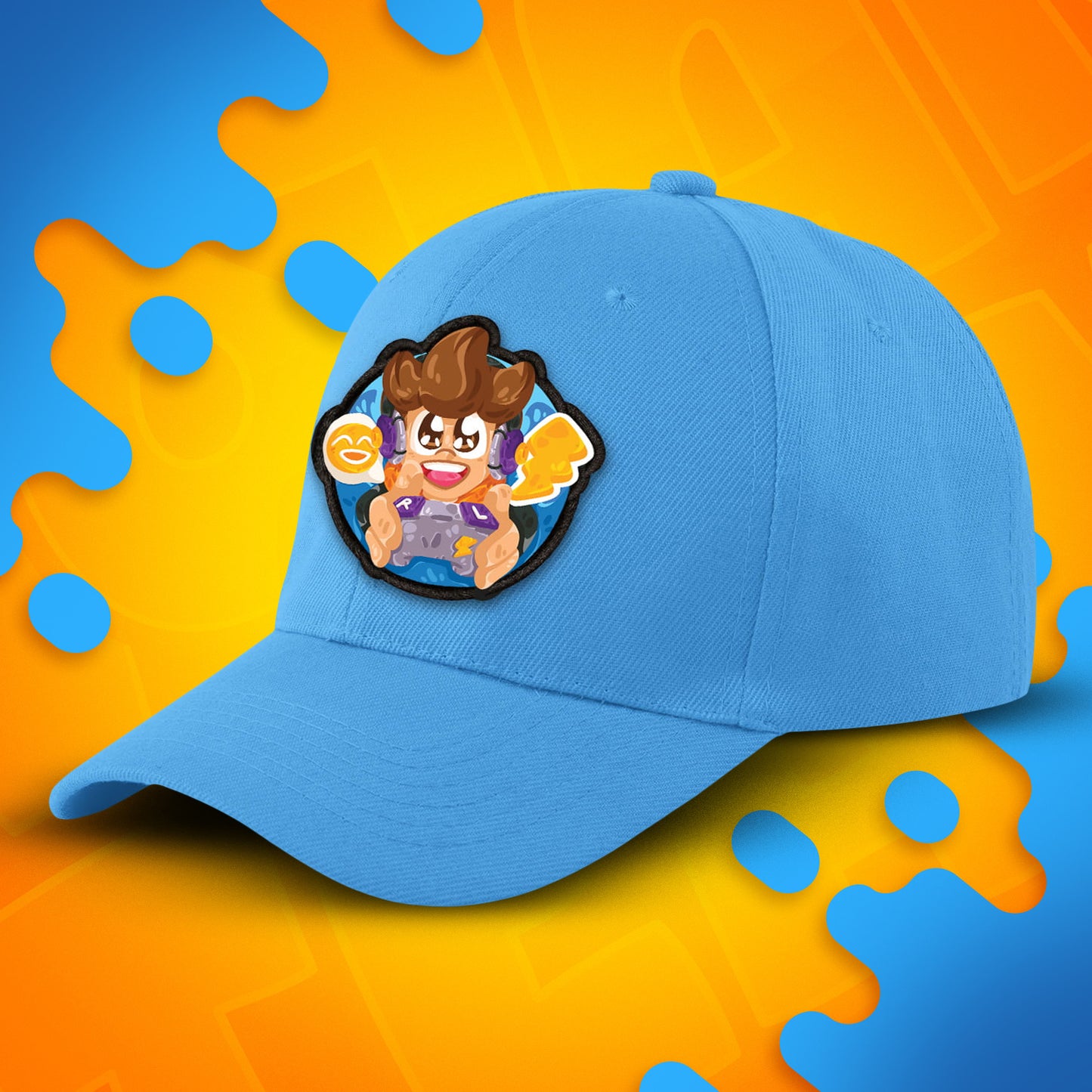 CZAPKA Z ZAGIĘTYM DASZKIEM - GAMER - SKY BLUE