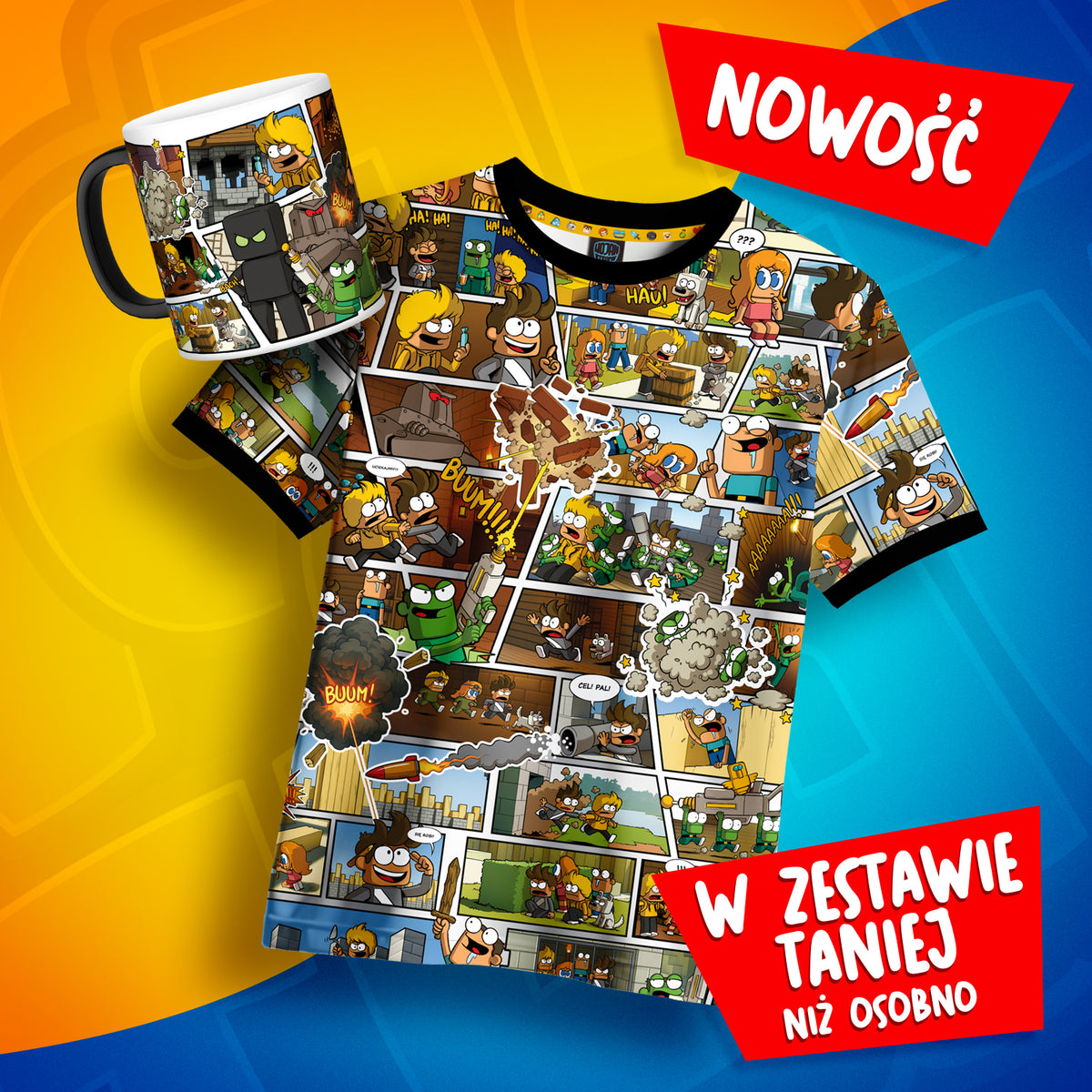 Zestaw Koszulka FULLPRINT Komiks „Wojanowice: Na Tropie Zdrajcy” i magiczny kubek 300 ml - w zestawie taniej.