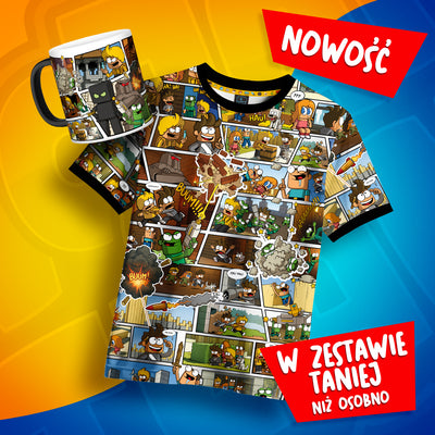 Zestaw Koszulka FULLPRINT Komiks „Wojanowice: Na Tropie Zdrajcy” i magiczny kubek 300 ml - w zestawie taniej.