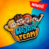 Kolorowy magnes Wojan Team z postaciami Wojana, Kati, Ptysia i Noobka oraz logo Wojan Team