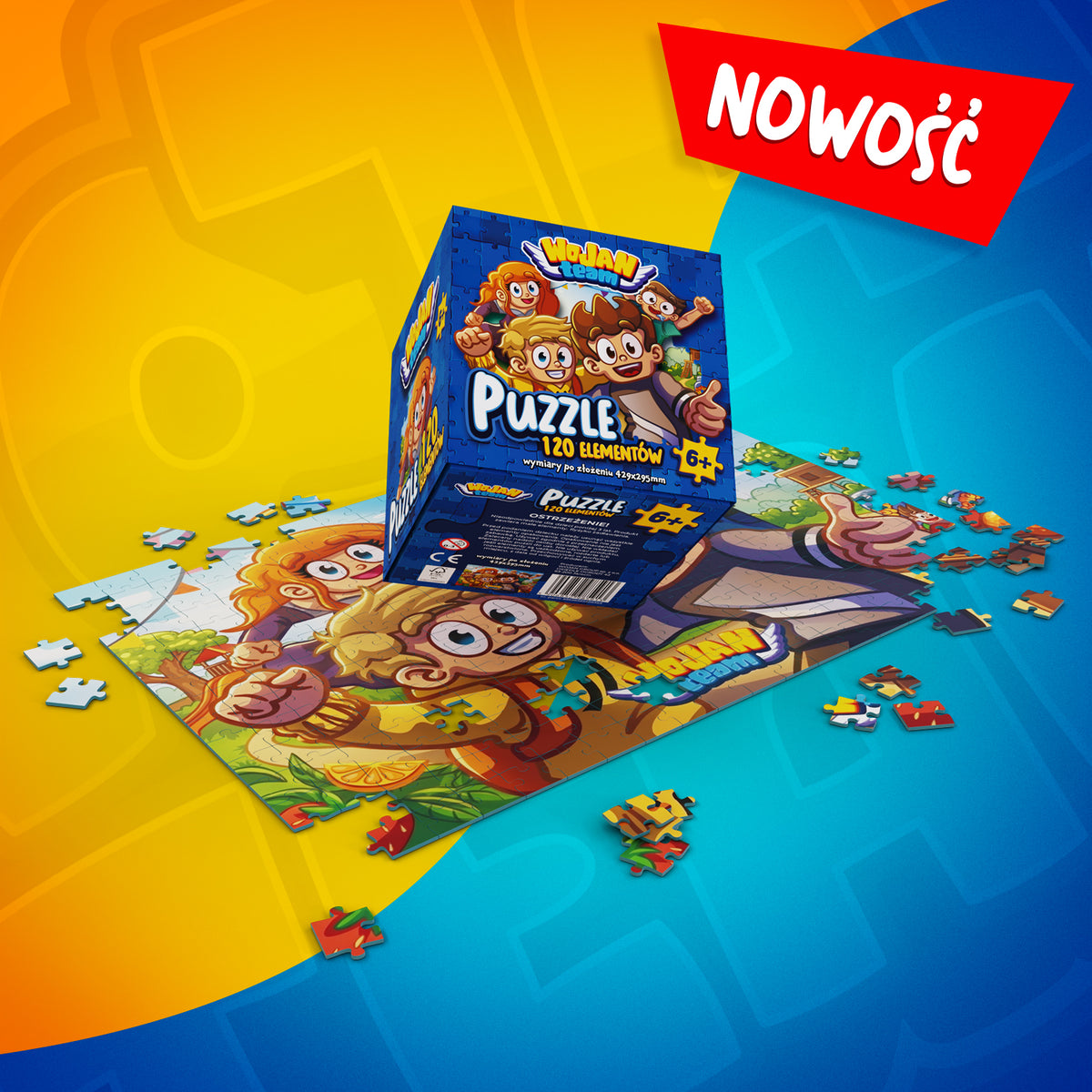 Puzzle Premium Czas Przyjaźni ze 120 elementami przedstawiające Wojana, Kati, Ptysia i Noobka z Wojan Team