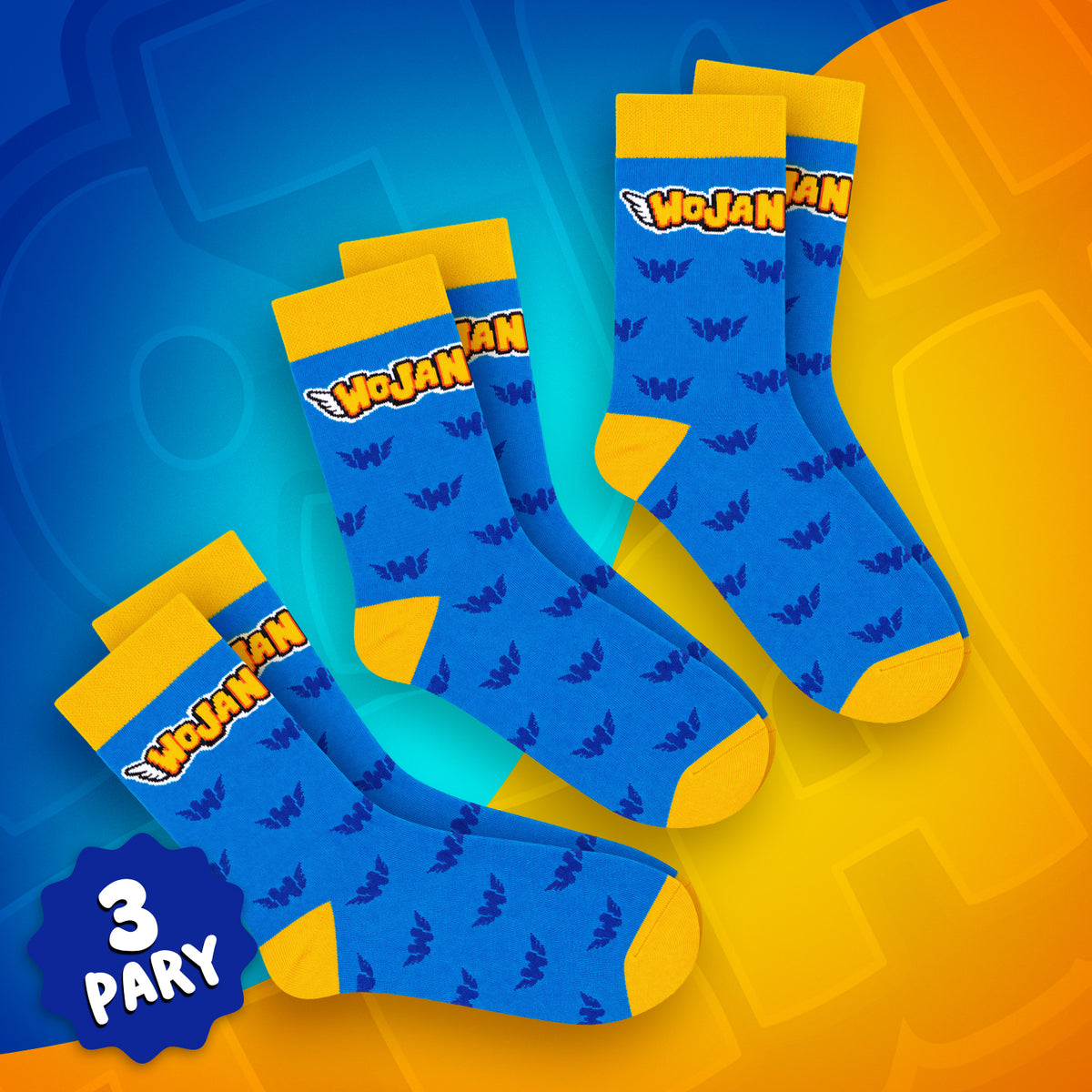 ZESTAW 3 PARY - SKARPETKI *PREMIUM* WOJAN TEAM - NIEBIESKIE