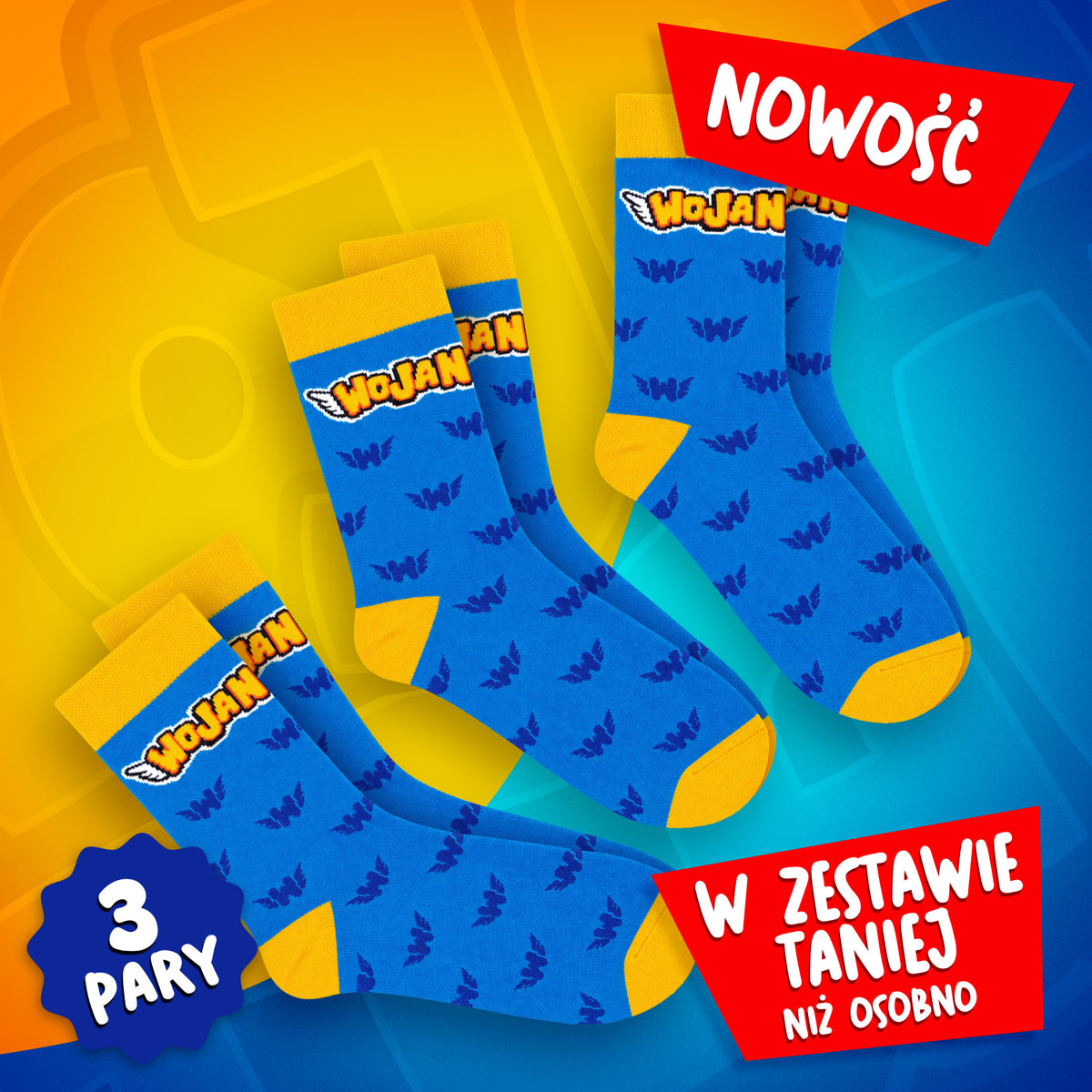 ZESTAW 3 PARY - SKARPETKI *PREMIUM* WOJAN TEAM - NIEBIESKIE