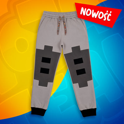 Szare spodnie dresowe Skin Wojana z nadrukiem inspirowanym skinem Wojana z uniwersum Wojanowic