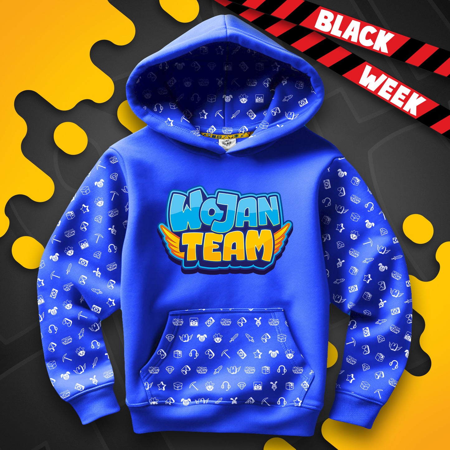 BLUZA *FULL WZÓR* LOGO WOJAN TEAM - NIEBIESKA