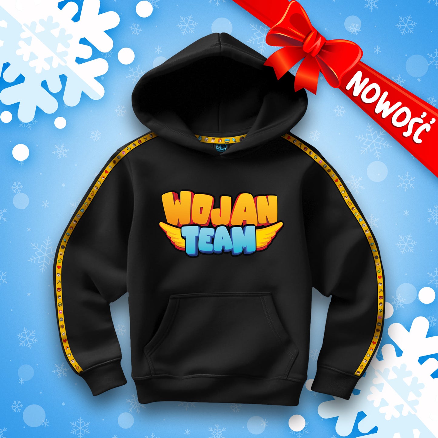 BLUZA *PREMIUM* Z PASKAMI WOJAN TEAM - CZARNA