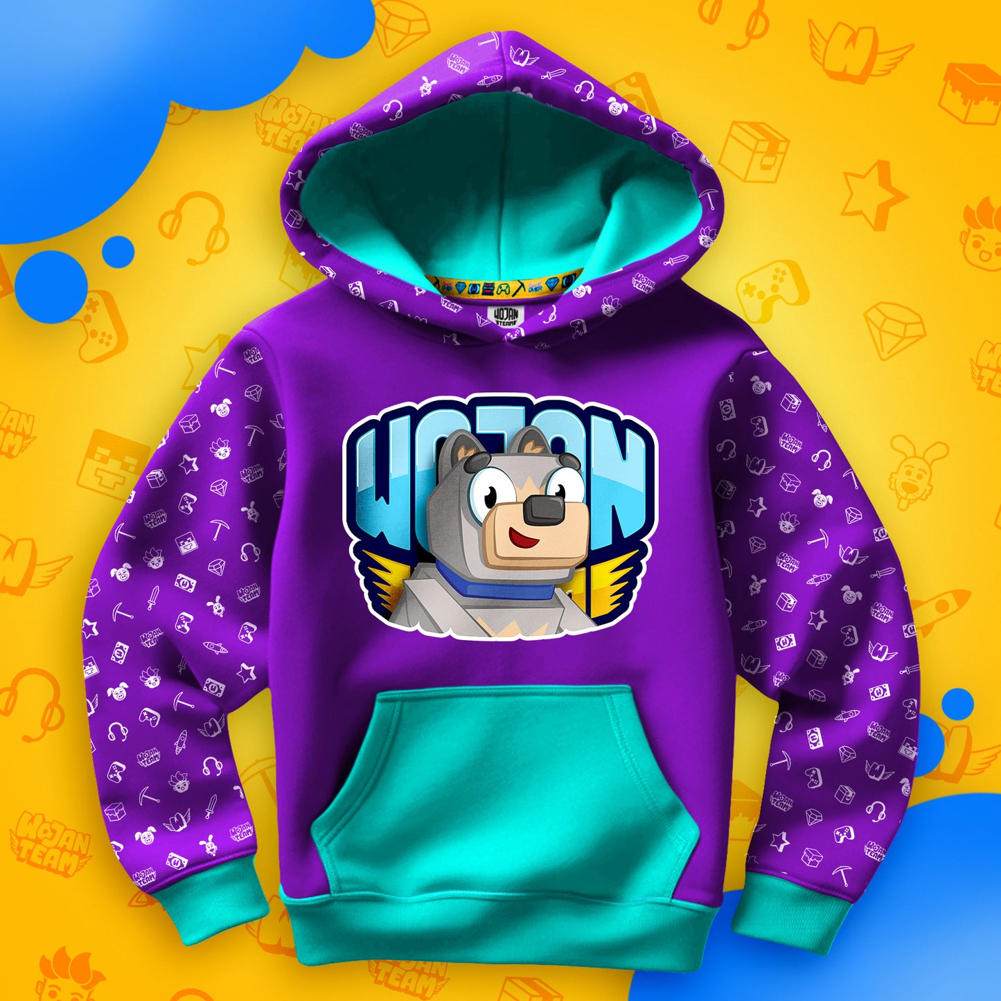 BLUZA *FULL WZÓR* PIMPEK W LOGO - TURKUSOWA