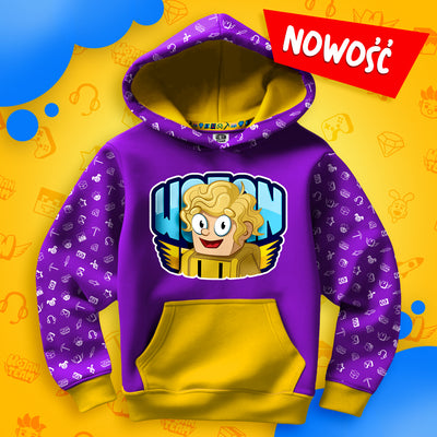 BLUZA *FULL WZÓR* PTYŚ W LOGO - ŻÓŁTA