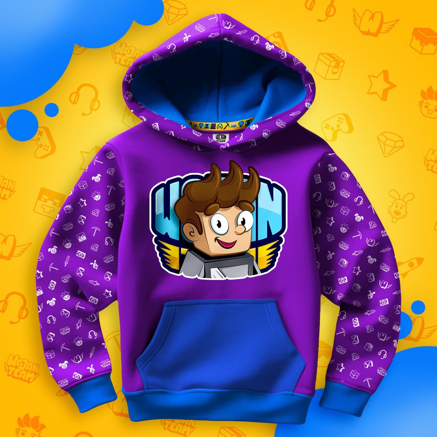 BLUZA *FULL WZÓR* WOJAN W LOGO - NIEBIESKA