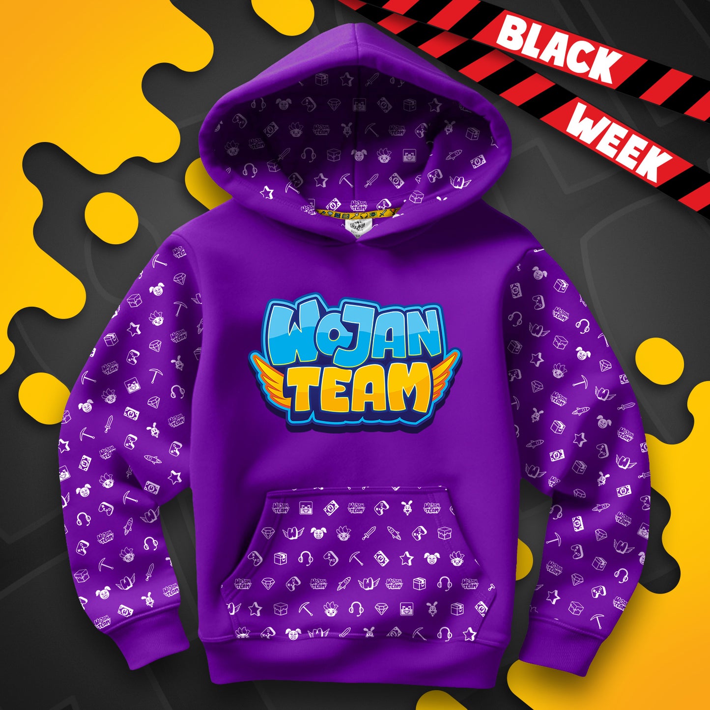 BLUZA *FULL WZÓR* LOGO WOJAN TEAM - FIOLETOWA