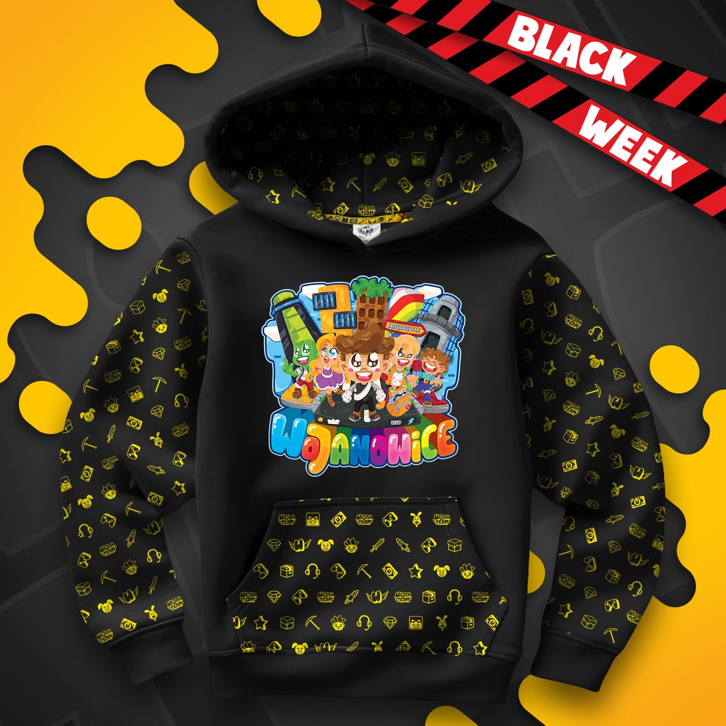 BLUZA *FULL WZÓR* MIASTO WOJANOWICE - CZARNA