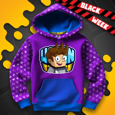 BLUZA *FULL WZÓR* WOJAN W LOGO - NIEBIESKA