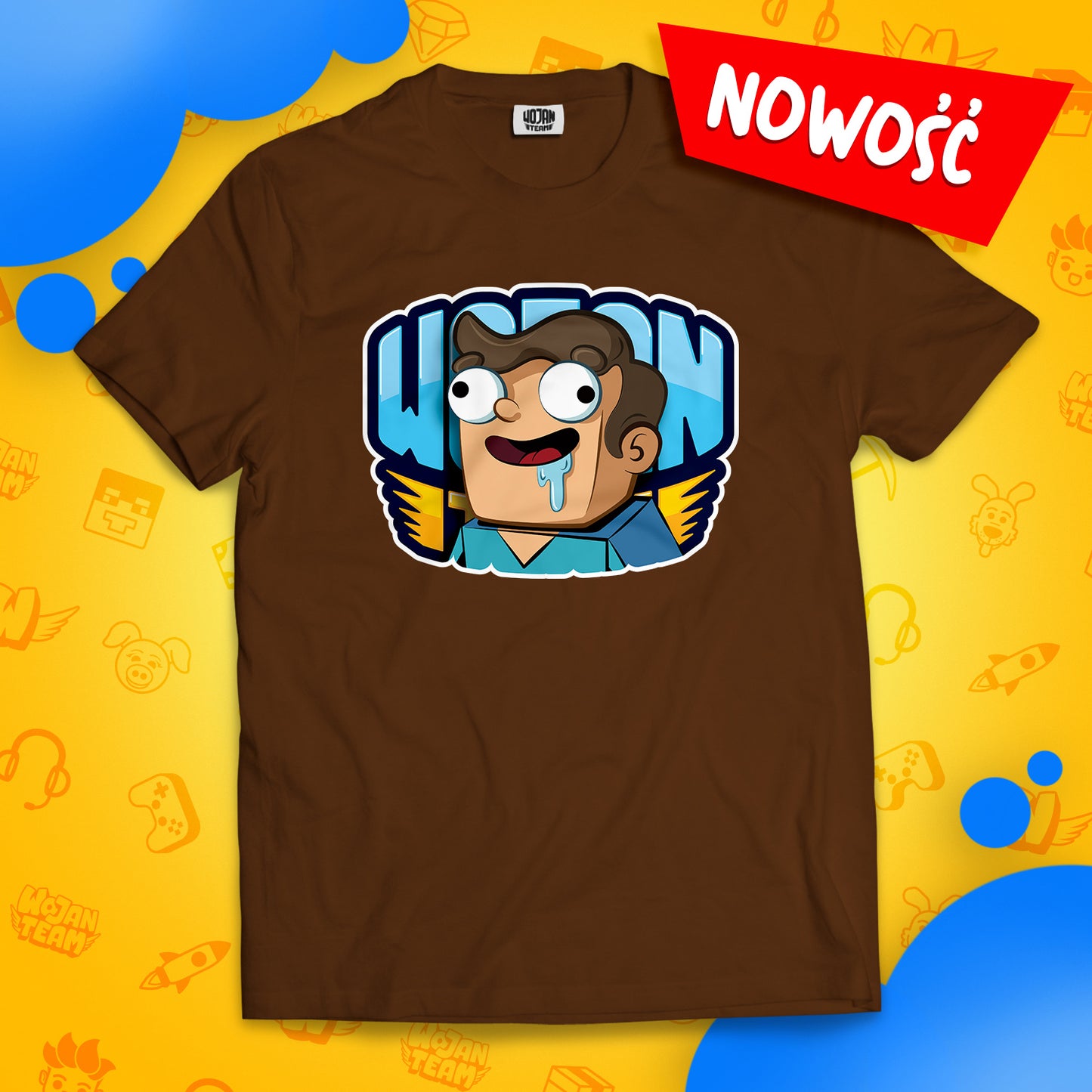 KOSZULKA NOOBEK W LOGO WOJAN TEAM - BRĄZOWA