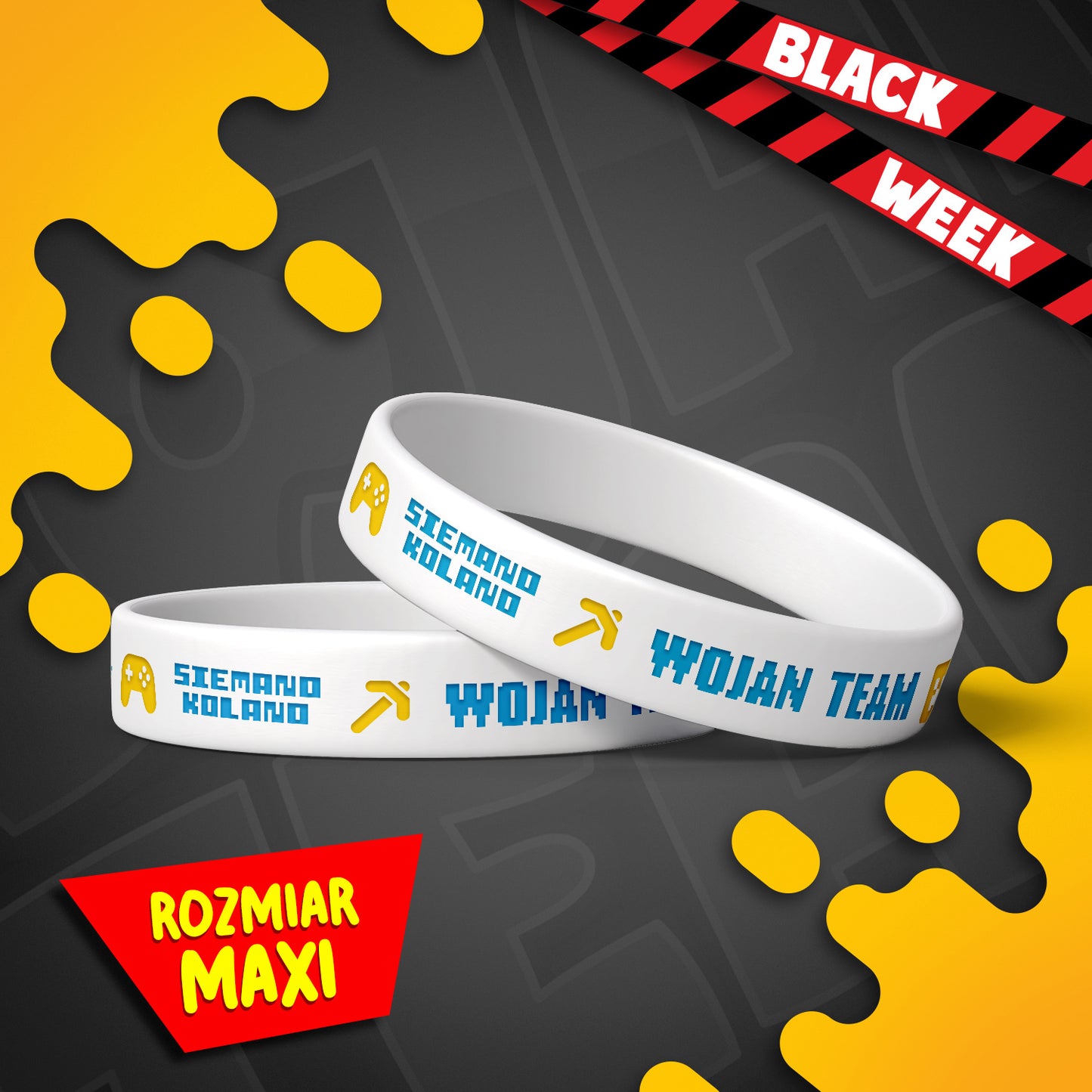 *MAXI* MAGICZNA OPASKA *ŚWIECĄCA* WOJAN TEAM - BIAŁA