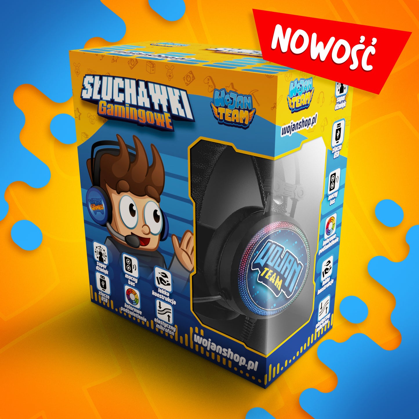 SŁUCHAWKI GAMINGOWE *PRO* WOJAN TEAM Z MIKROFONEM